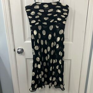 Ann Taylor Black and White/cream Polka Dot strapless Dress Size 6 cocktail dress